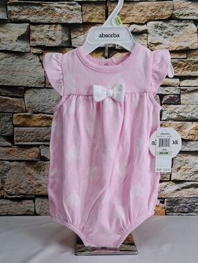 Absorba Pink Heart Romper with White Bow